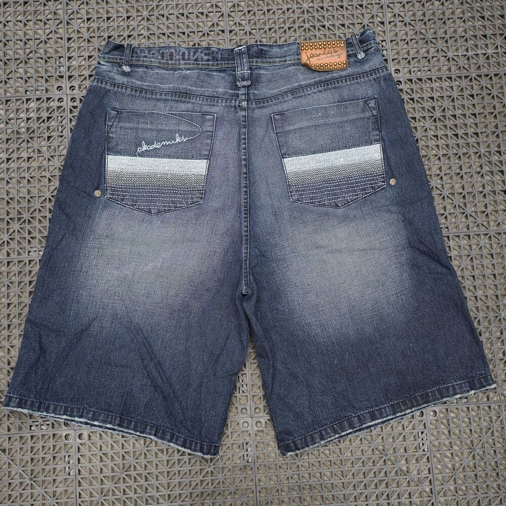 Akademiks Jeans Jorts Men's 40 Baggy Streetwear Embroidered Faded Skater Y2K